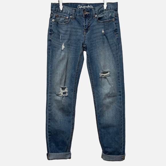 Aeropostale Distressed Boyfriend Jeans Size 000 - Picture 1 of 15